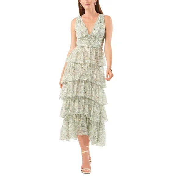 1. State | Dresses | State Sleeveless Tiered Maxi Dress Womens 2 Multi  Floral Ruffled Side Zip | Poshmark